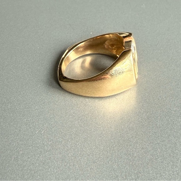 14k Yellow Gold Natural Diamond Angel Butterfly Signet Ring W/ Appraisal